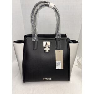 NEW Kenneth Cole Reaction Shopper Tourist Shoulder pvc Womens Bag Black Wheat